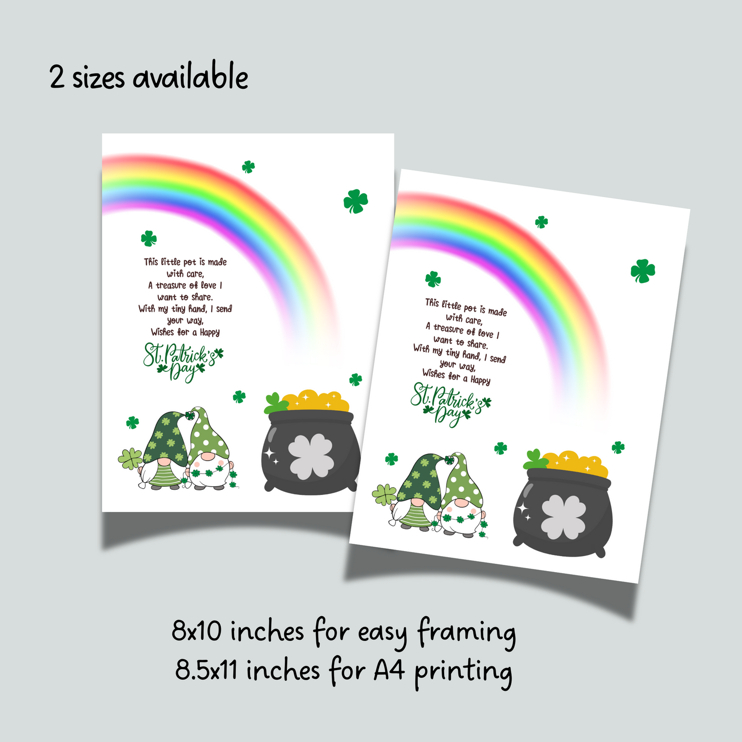 St Patricks Day Pot of Gold Poem Handprint Craft Printable, DIY Art Keepsake for Kids Baby Toddler Activity Preschool Daycare Kindergarten
