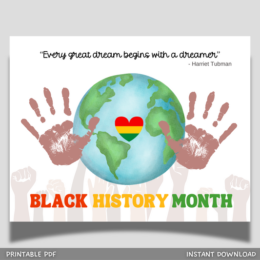 Black History Month Handprint Craft Printable DIY Kids Art Template