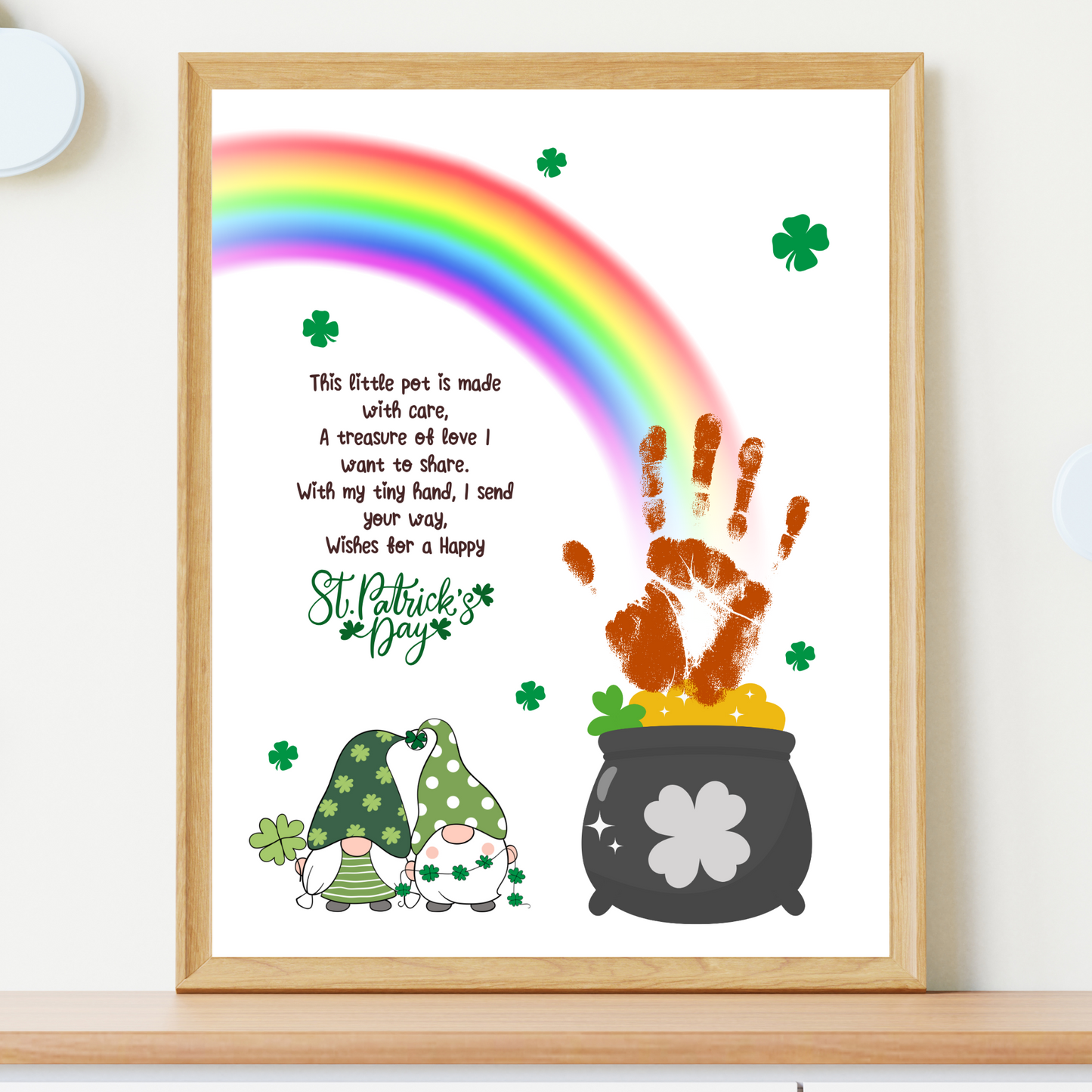 St Patricks Day Pot of Gold Poem Handprint Craft Printable, DIY Art Keepsake for Kids Baby Toddler Activity Preschool Daycare Kindergarten