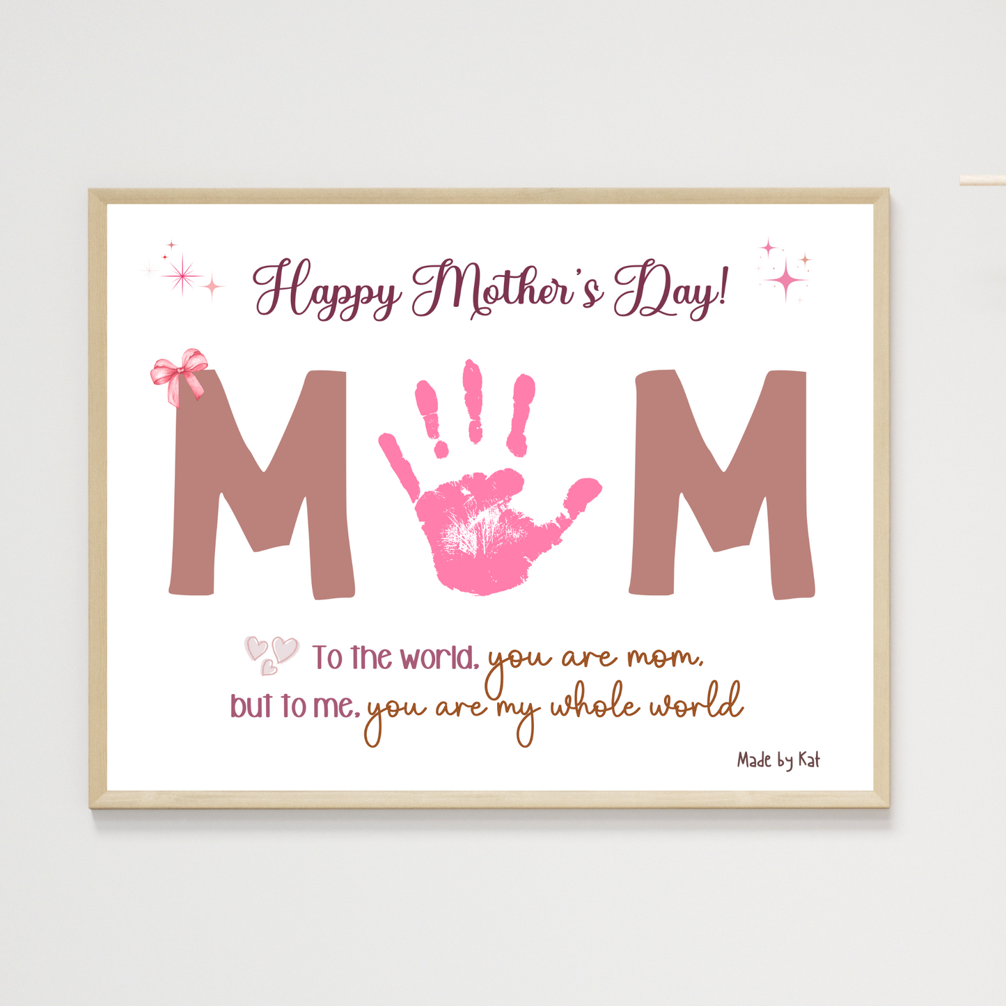 Mothers Day Handprint Craft for Kids Printable, DIY Mommy Card Wall Art Birthday Gift
