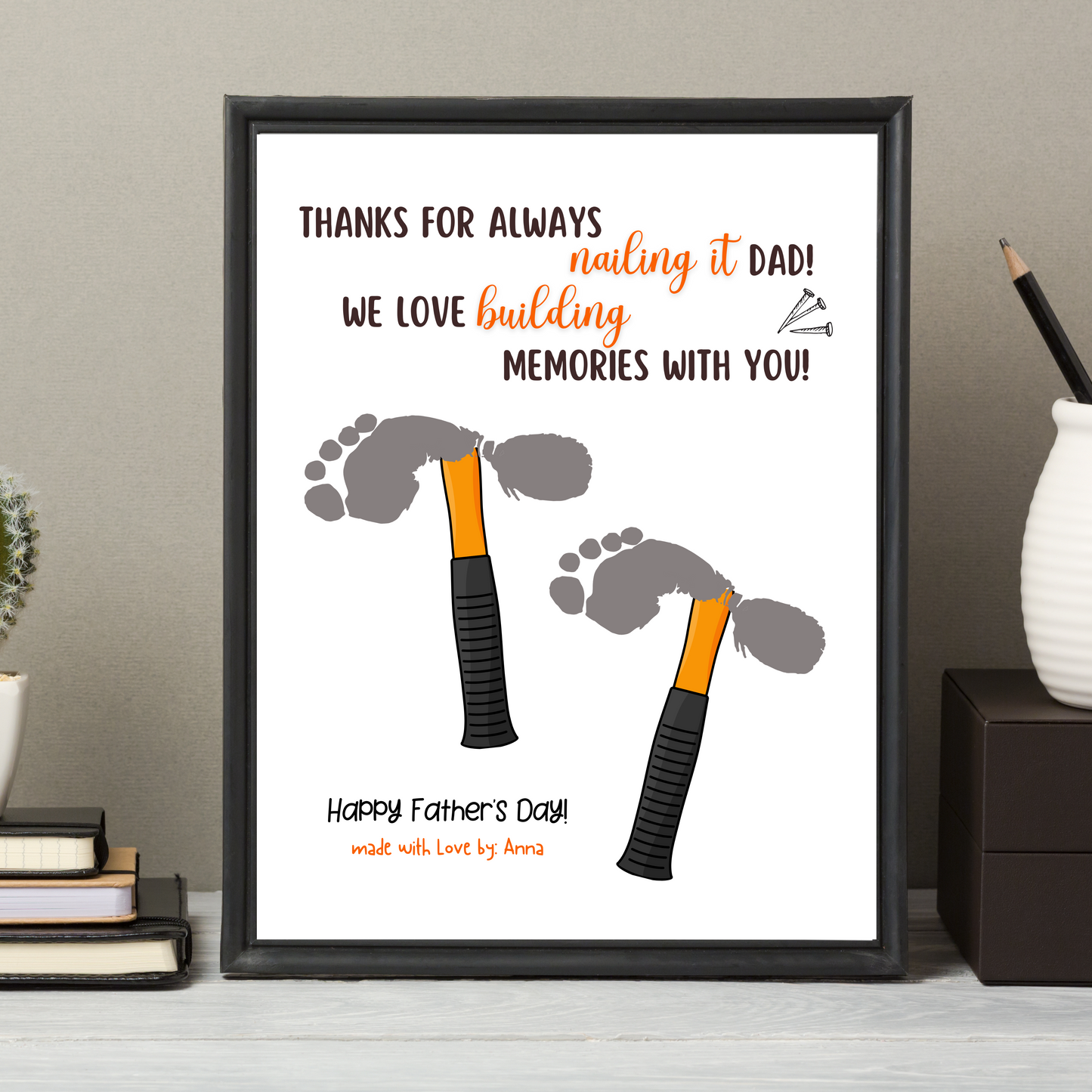 Father's Day Footprint Craft for Kids Printable, DIY Golf Dad Card Art Activity Birthday Gift from Baby Toddler Preschool Daycare Children