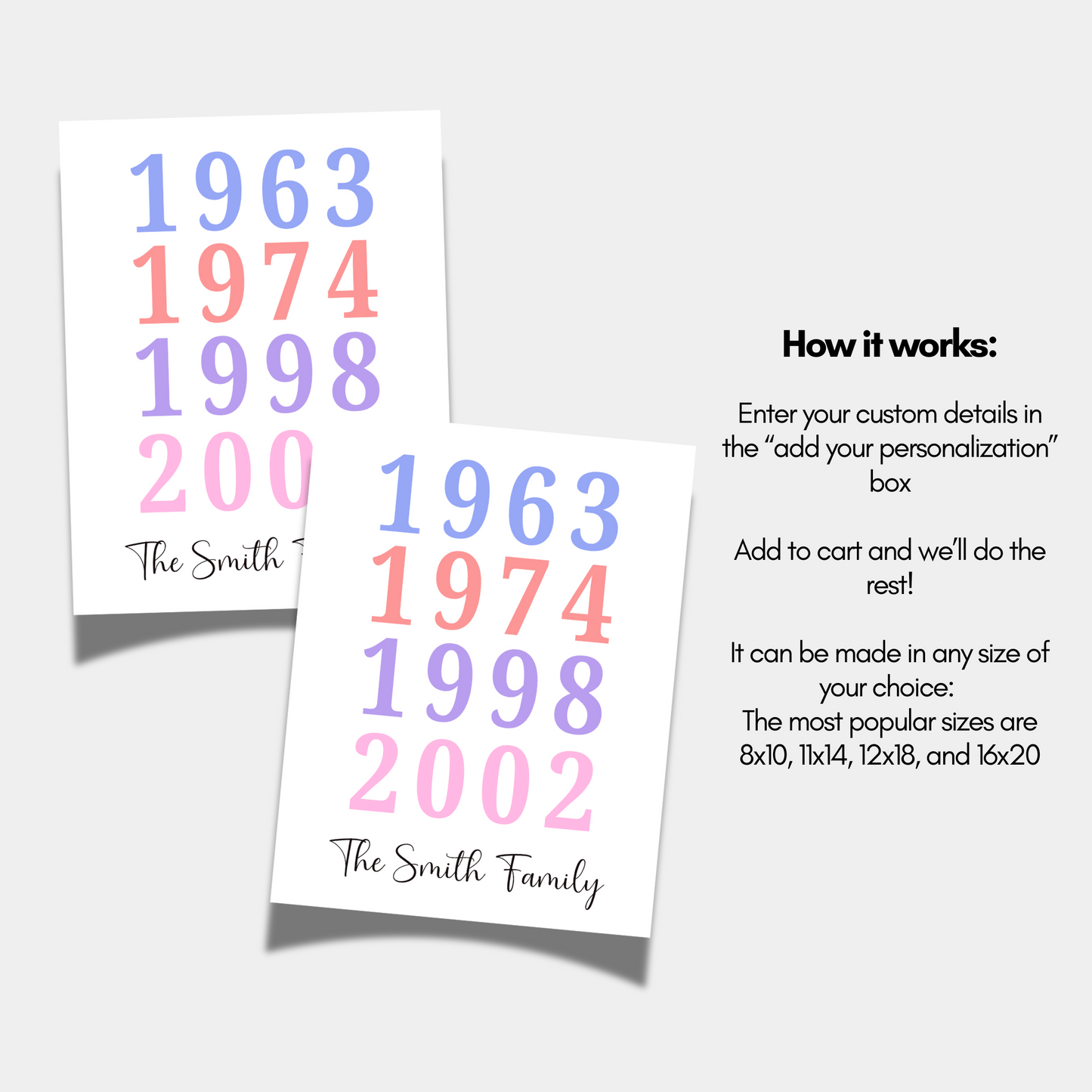 Custom Year Poster Family Art Printable Typography Gift
