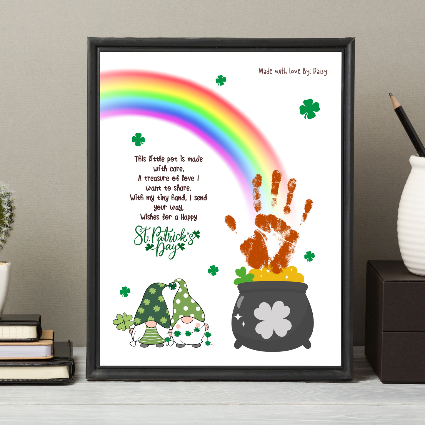 St Patricks Day Pot of Gold Poem Handprint Craft Printable, DIY Art Keepsake for Kids Baby Toddler Activity Preschool Daycare Kindergarten