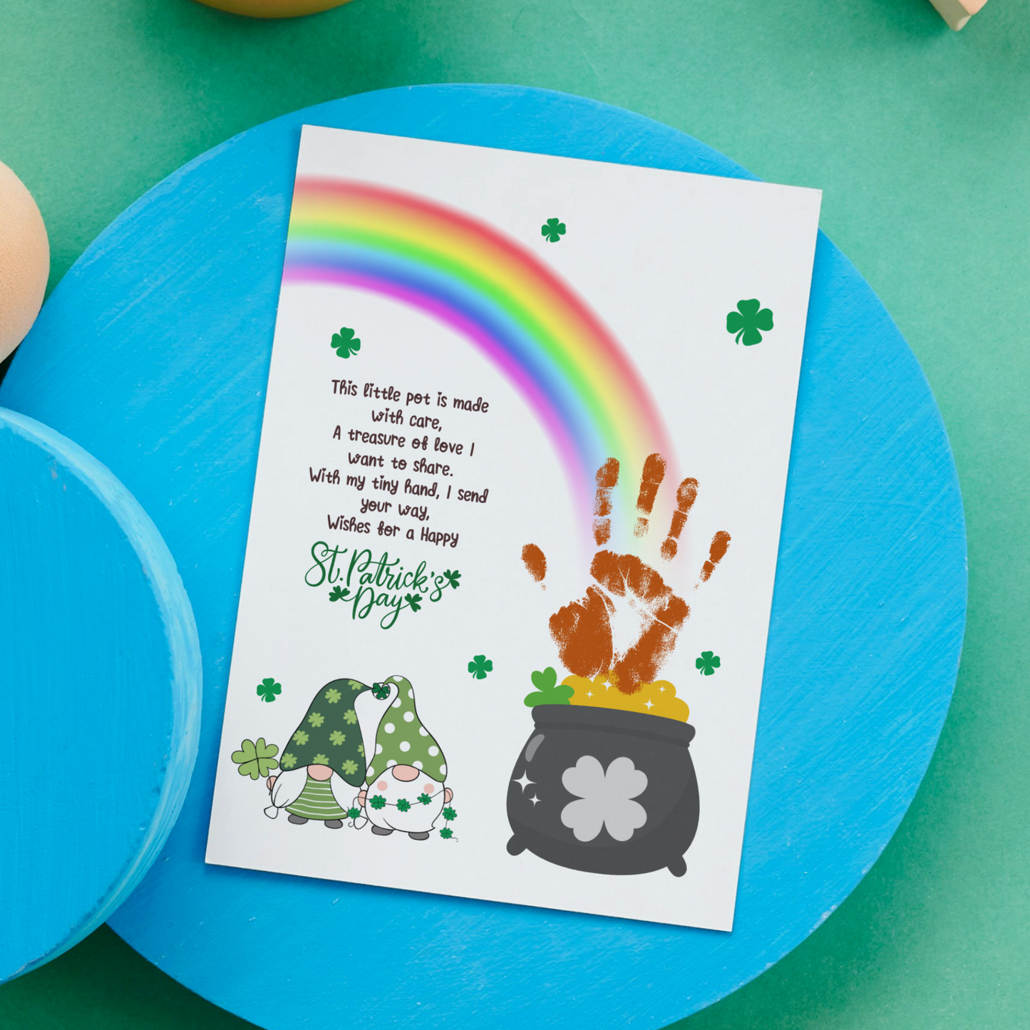 St Patricks Day Pot of Gold Poem Handprint Craft Printable, DIY Art Keepsake for Kids Baby Toddler Activity Preschool Daycare Kindergarten