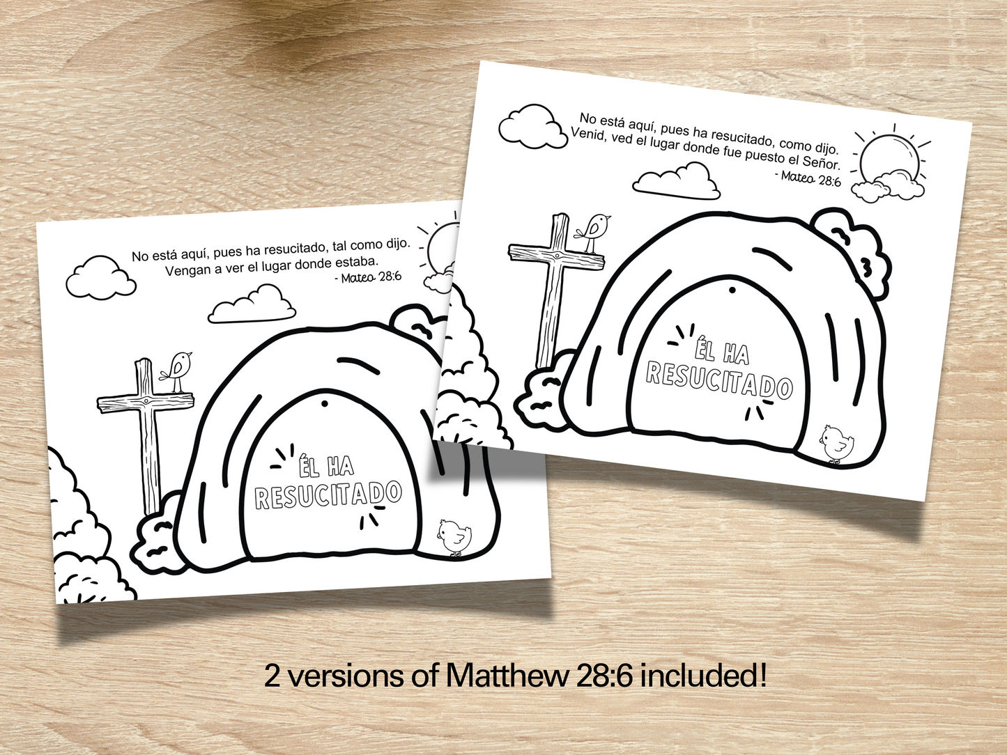 Spanish He is Risen Easter Coloring Craft Printable, Christian Religious Education For Kids Homeschool Activity Empty Tomb (Copy)