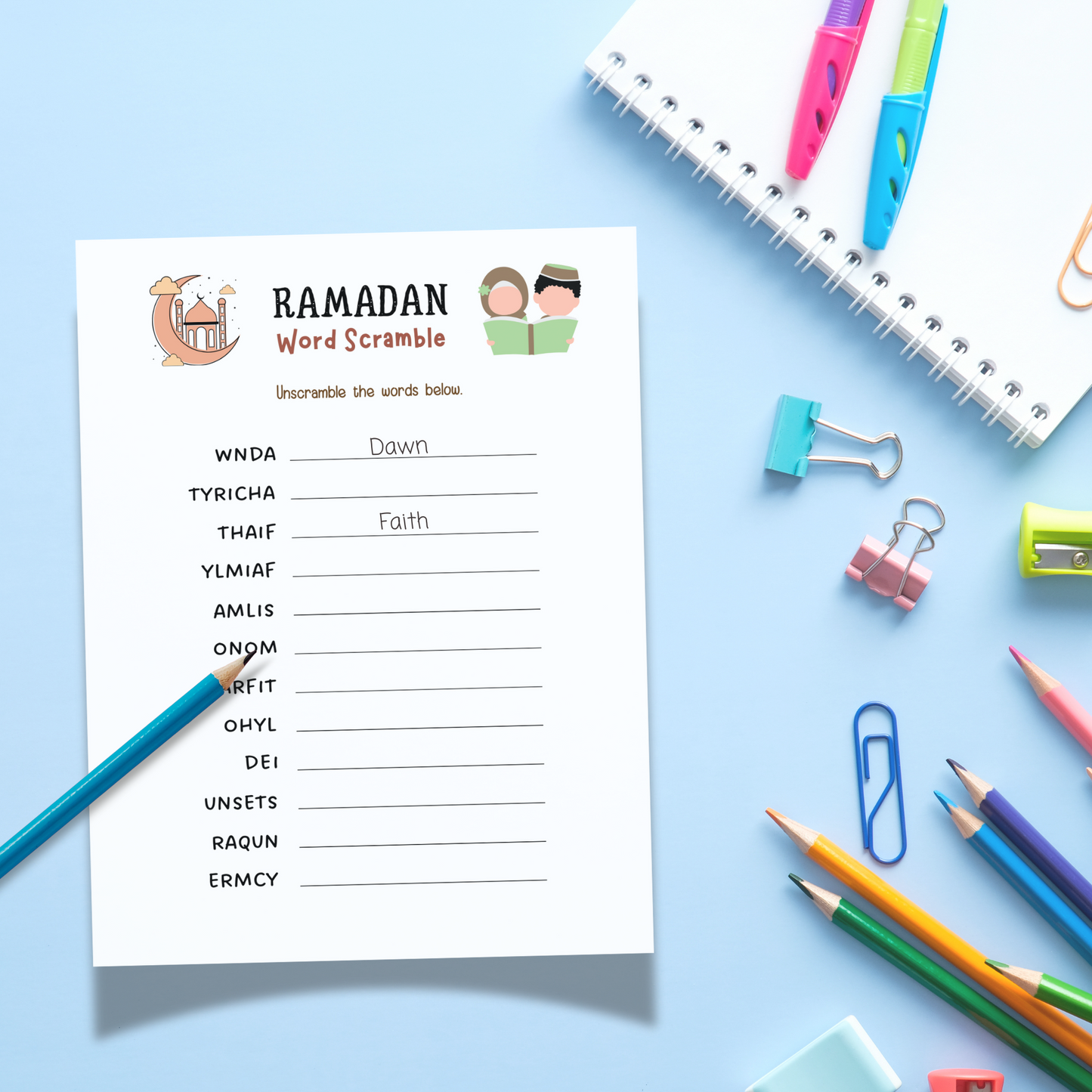 Ramadan Eid Activity Pack Printable Islamic Worksheets for Kids