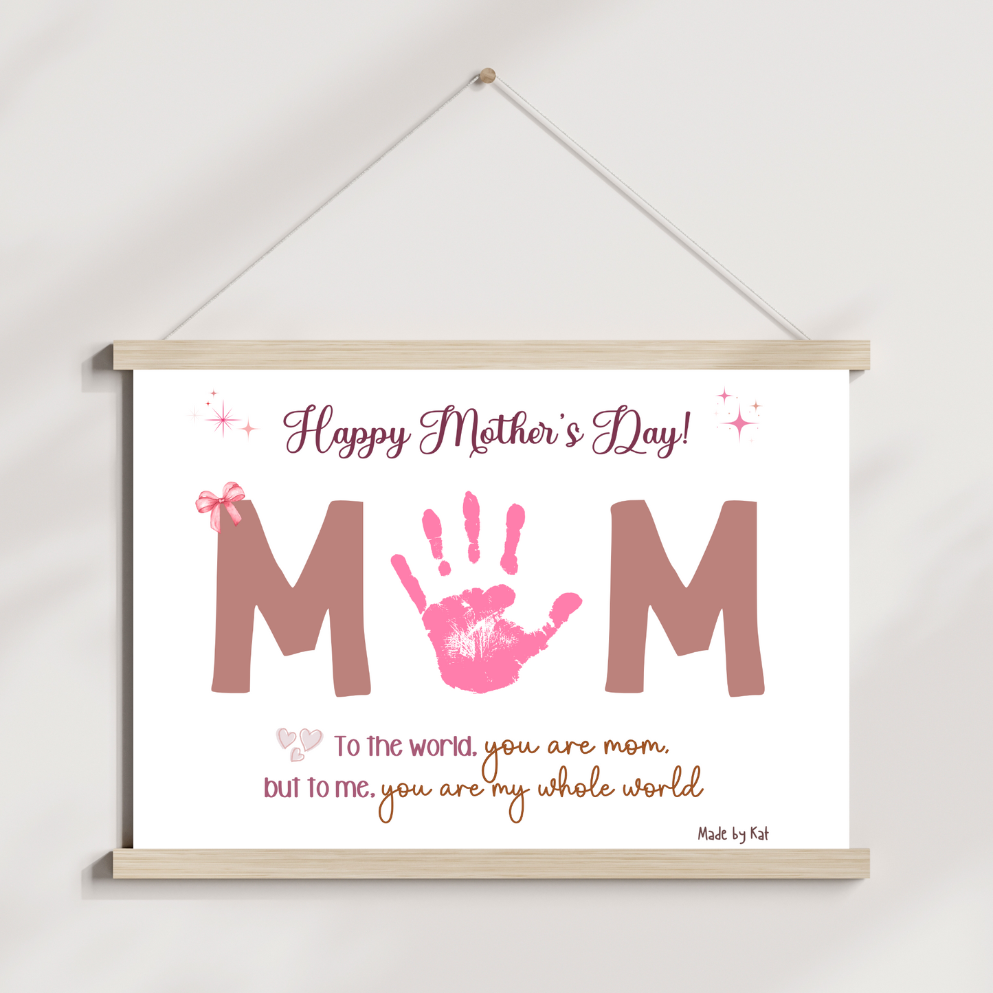 Mothers Day Handprint Craft for Kids Printable, DIY Mommy Card Wall Art Birthday Gift