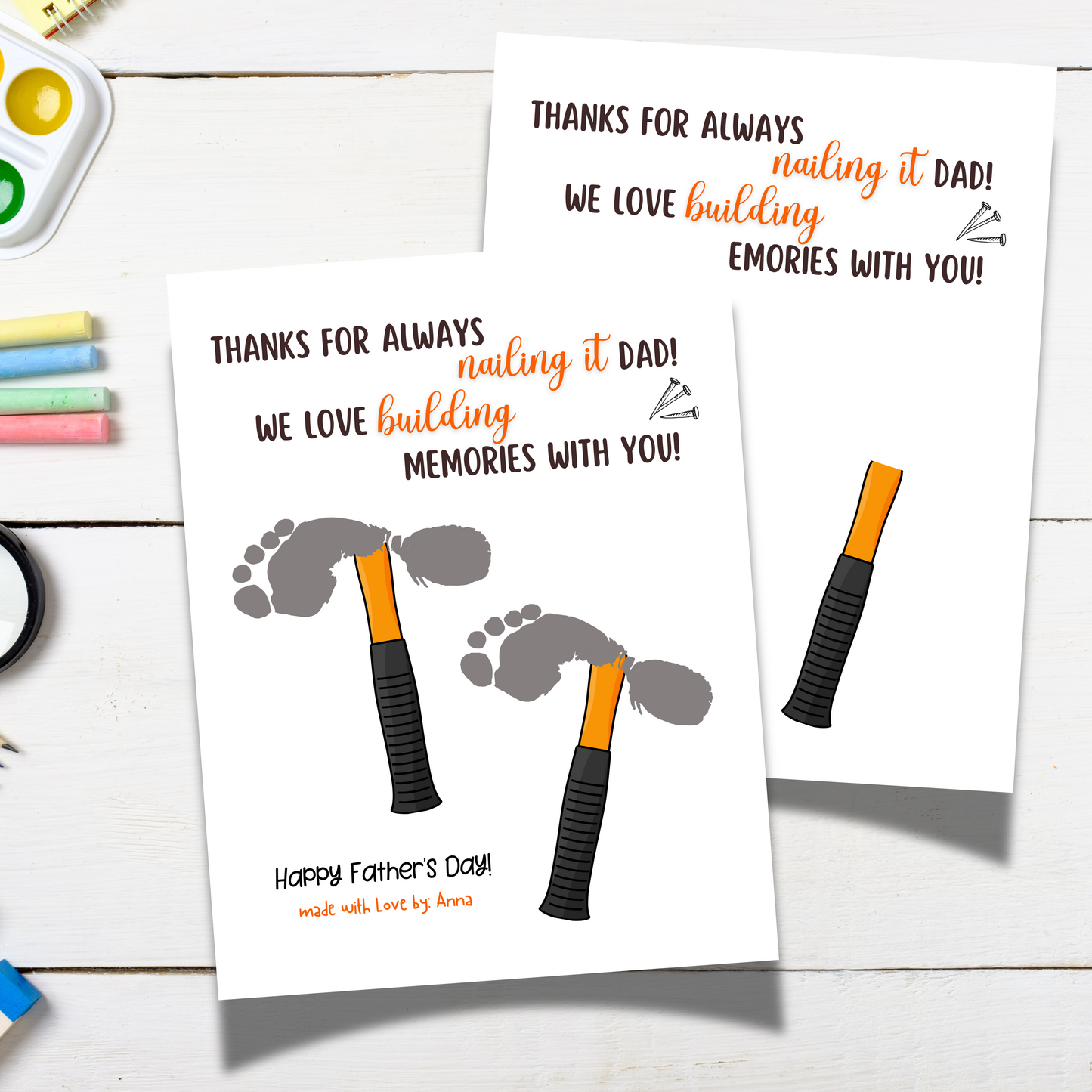 Father's Day Footprint Craft for Kids Printable, DIY Golf Dad Card Art Activity Birthday Gift from Baby Toddler Preschool Daycare Children