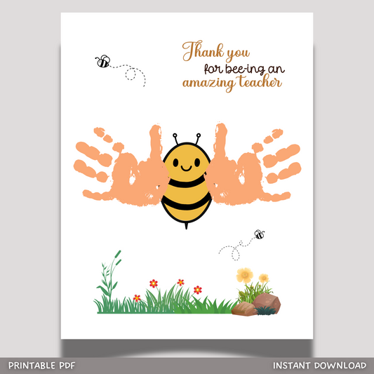 Teacher Handprint Craft from Kids Printable, DIY End of Year Gift Keepsake Bee Art