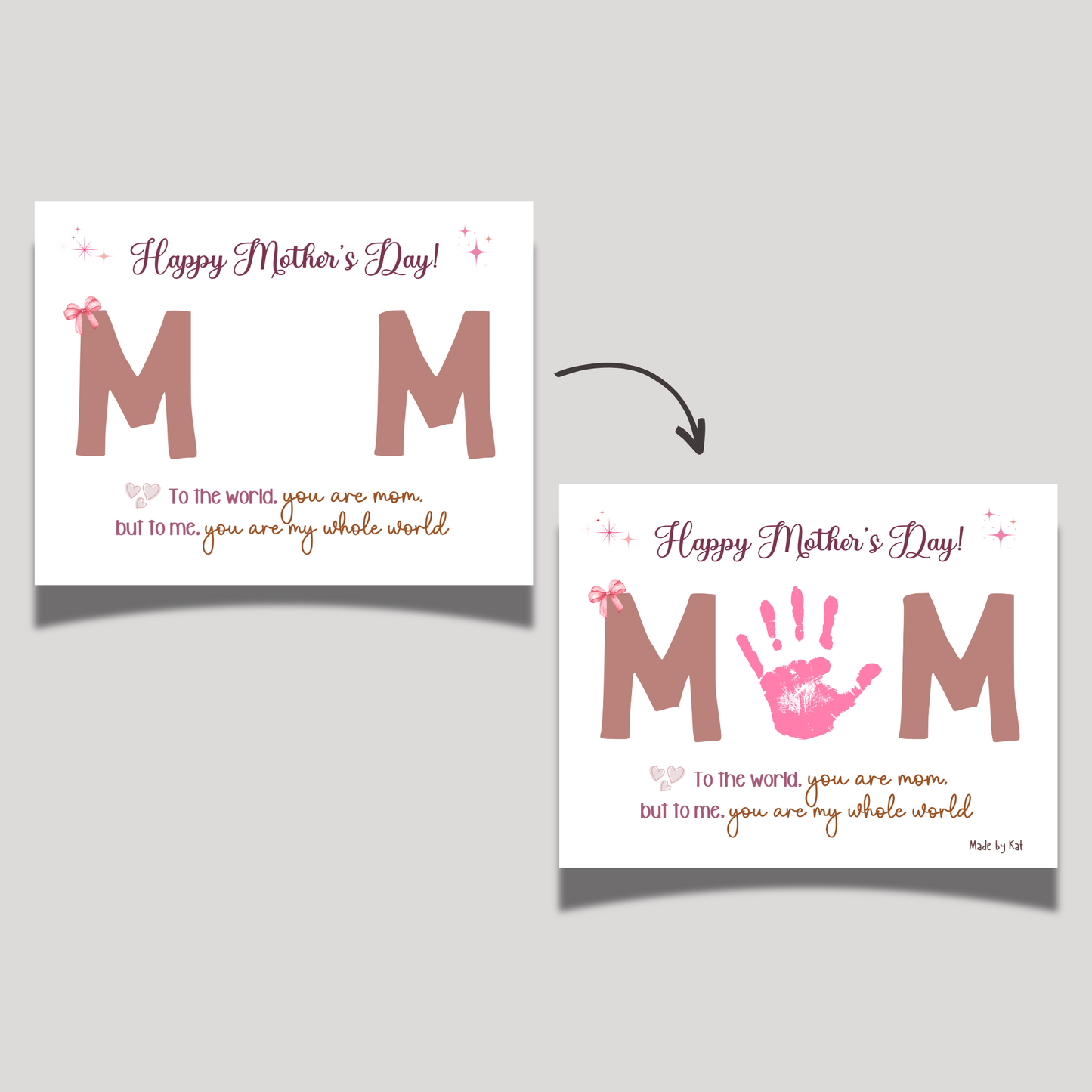 Mothers Day Handprint Craft for Kids Printable, DIY Mommy Card Wall Art Birthday Gift