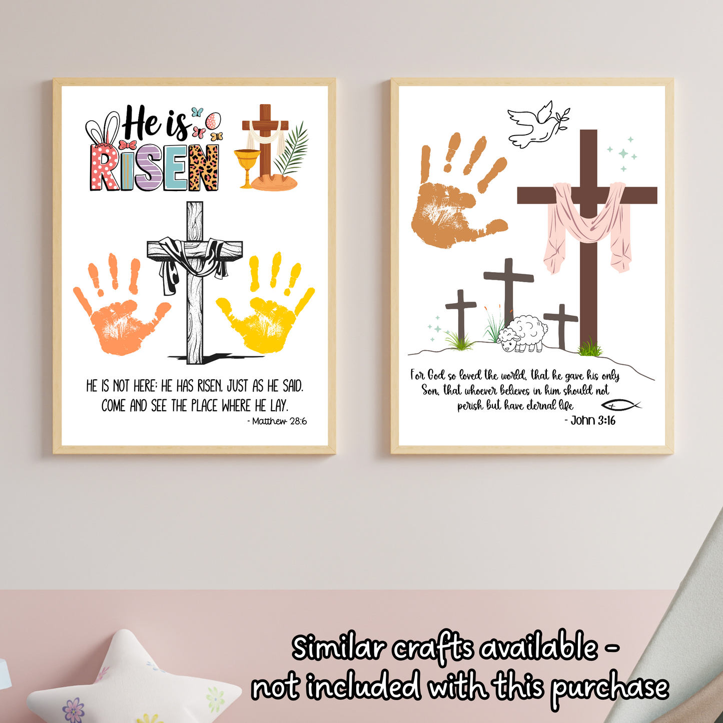 Christian Easter Handprint Craft Jesus Resurrection Printable, DIY Art for Kids Sunday School Church Preschool Toddler Palm Sunday Activity
