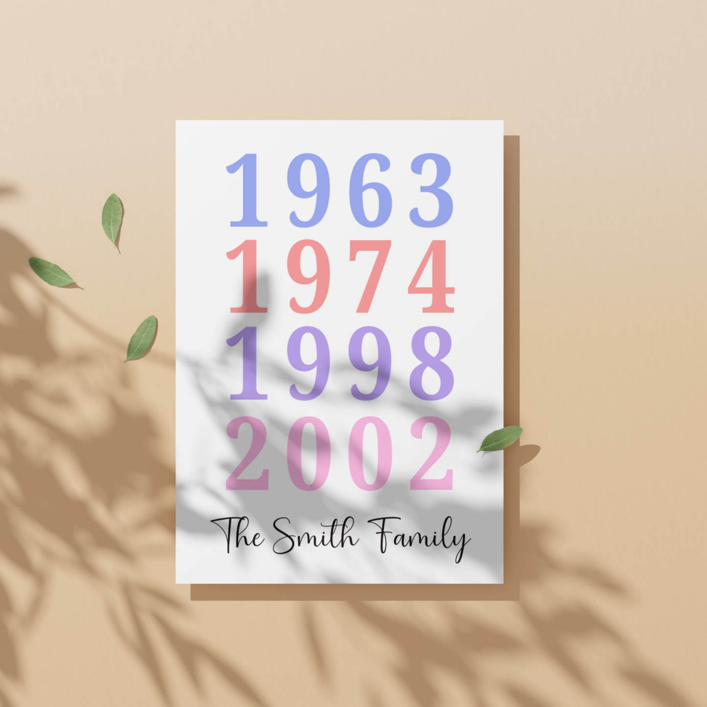 Custom Year Poster Family Art Printable Typography Gift