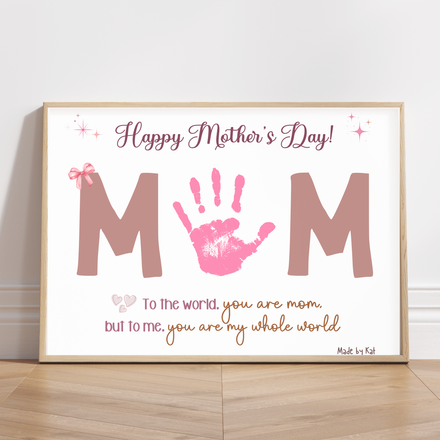 Mothers Day Handprint Craft for Kids Printable, DIY Mommy Card Wall Art Birthday Gift