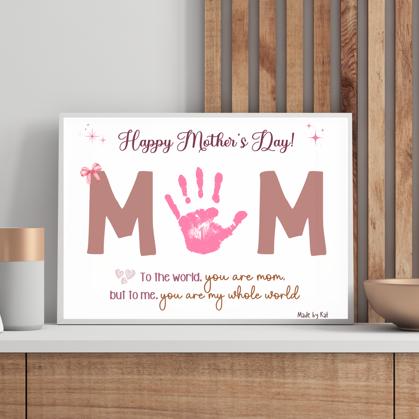 Mothers Day Handprint Craft for Kids Printable, DIY Mommy Card Wall Art Birthday Gift