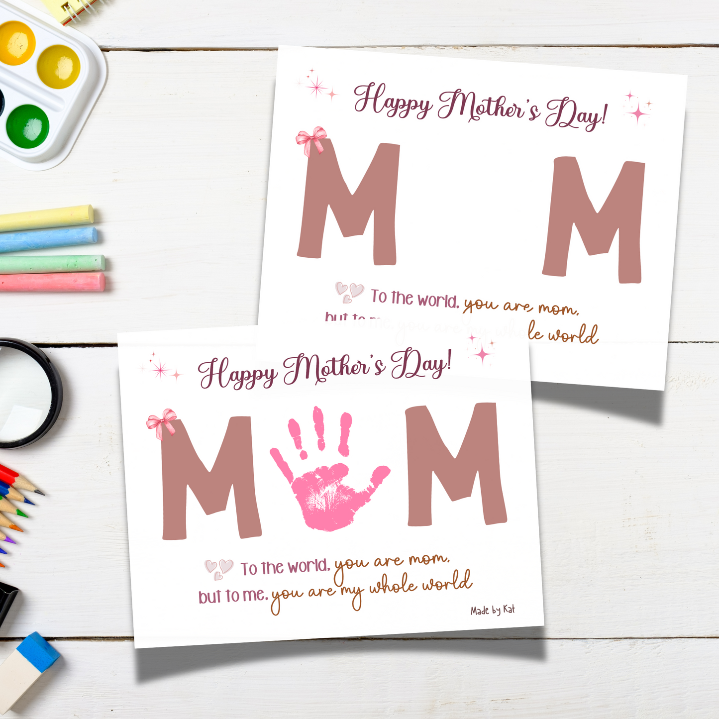 Mothers Day Handprint Craft for Kids Printable, DIY Mommy Card Wall Art Birthday Gift
