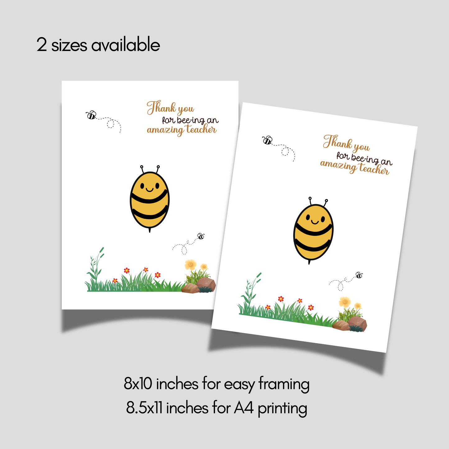 Teacher Appreciation Handprint Craft Kids Printable, DIY End of Year Gift Keepsake Bee Art for Pre-K Kindergarten Preschool End Of School