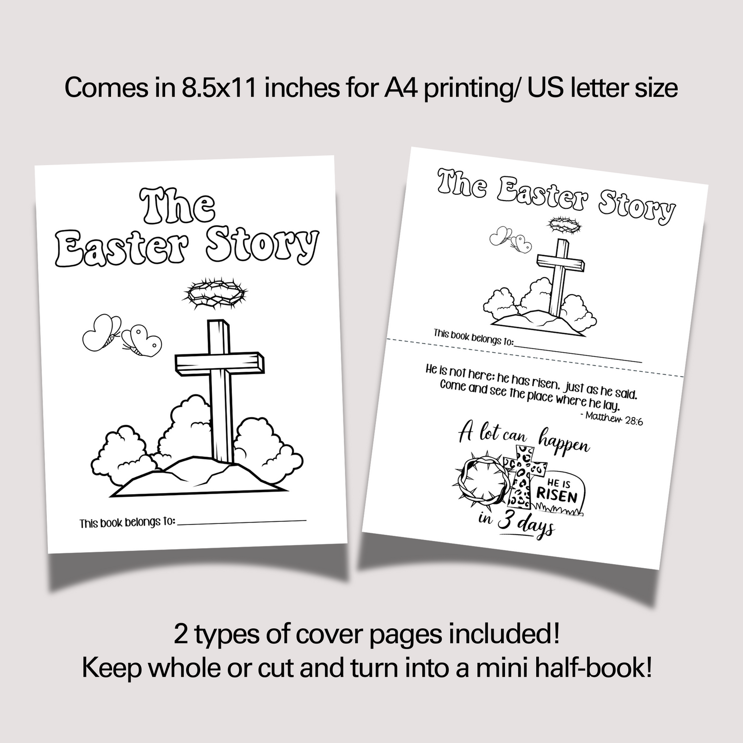 Easter Story for Kids Printable, Preschool Bible Lesson Sunday School Craft Church Religious Christian Mini Book Homeschool Activity