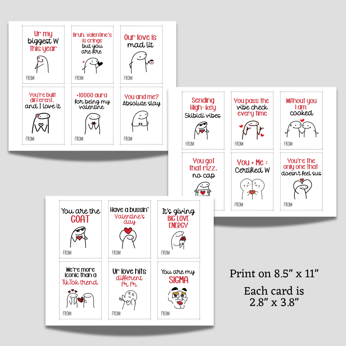 Slang Valentine's Day Cards Printable, Funny Classroom School Gifts
