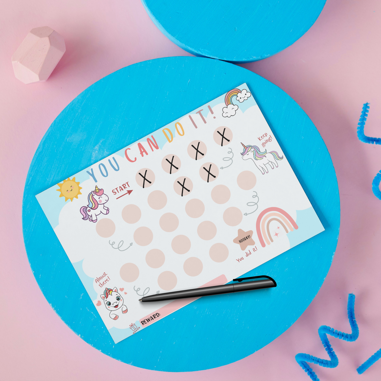 Unicorn Reward Chart For Kids, Printable Behavior Sticker Chore Chart