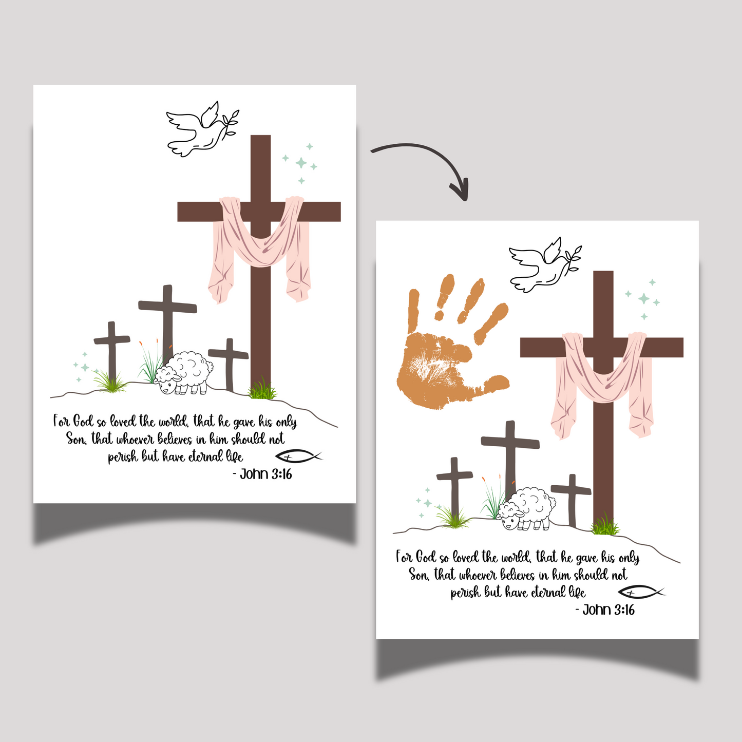 Christian Easter Handprint Craft Printable, Religious DIY Art for Kids Sunday School Activity