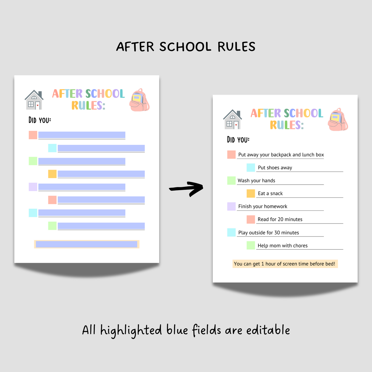 Editable School Planner Kids Printable, Back To School Bundle