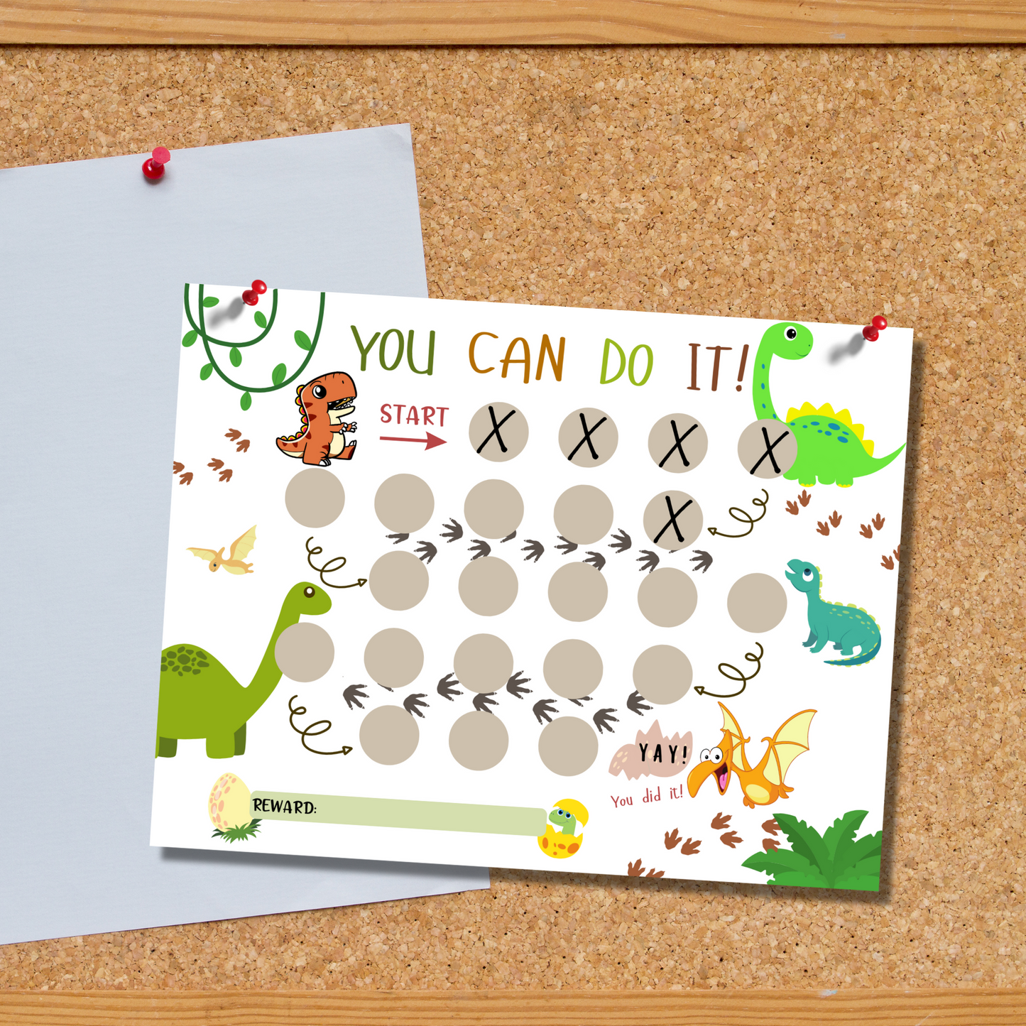 Dinosaur Reward Chart For Kids, Printable T-Rex Behavior Sticker Chore Chart