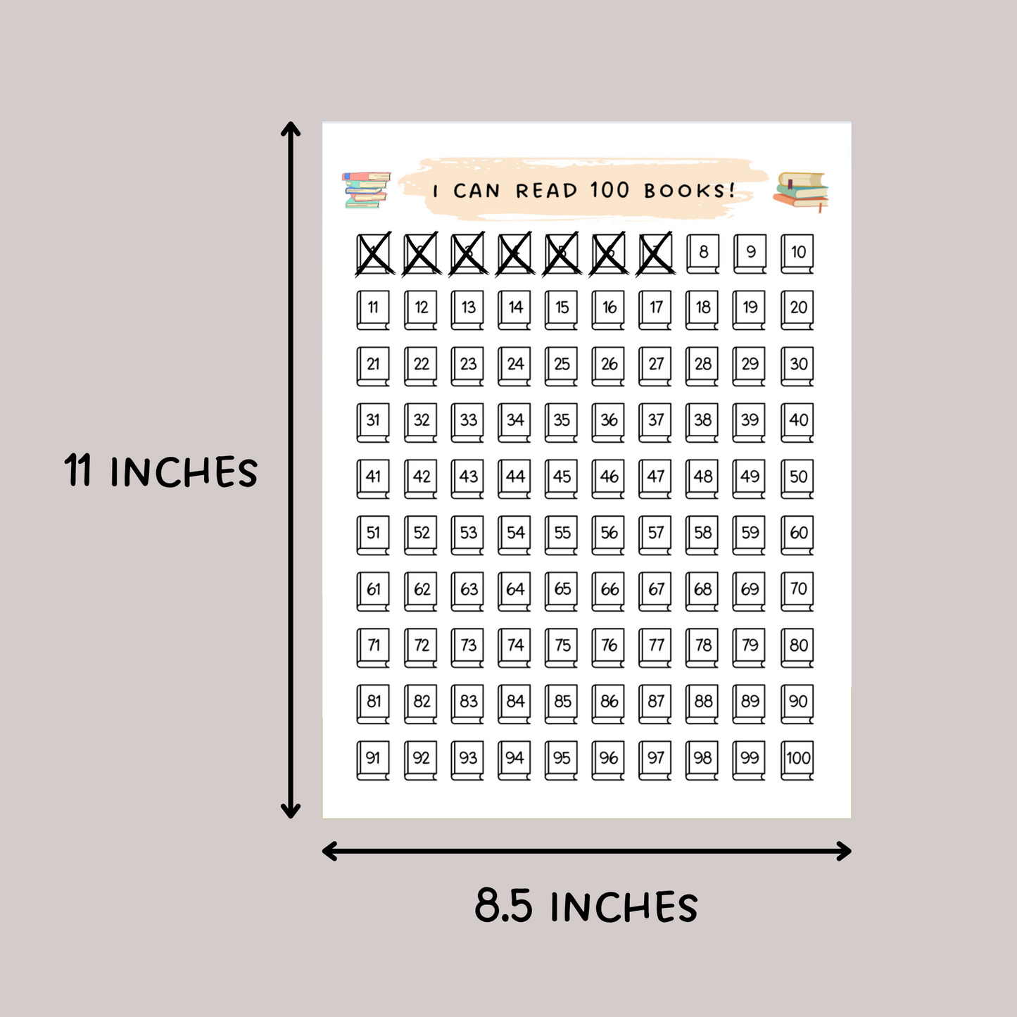 Printable Reading Chart Kids, Reading Log Tracker 50 & 100 Books