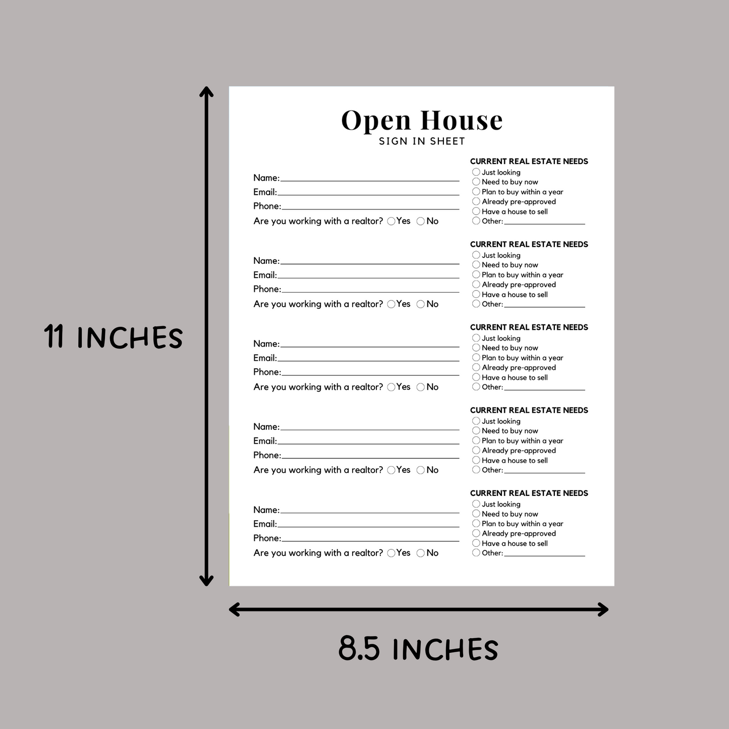 Open House Sign In Sheet, Printable Welcome Sign Realtor Success Tools