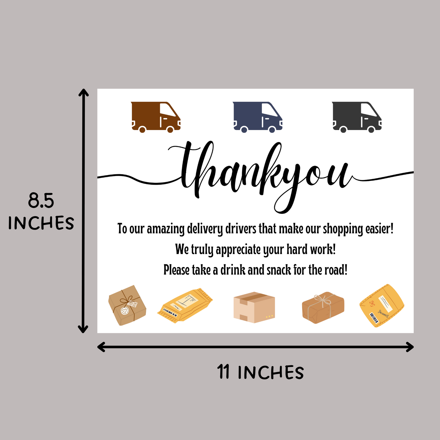 Thank You Treat Basket Printable Sign For Delivery Driver/ Mail Carrier