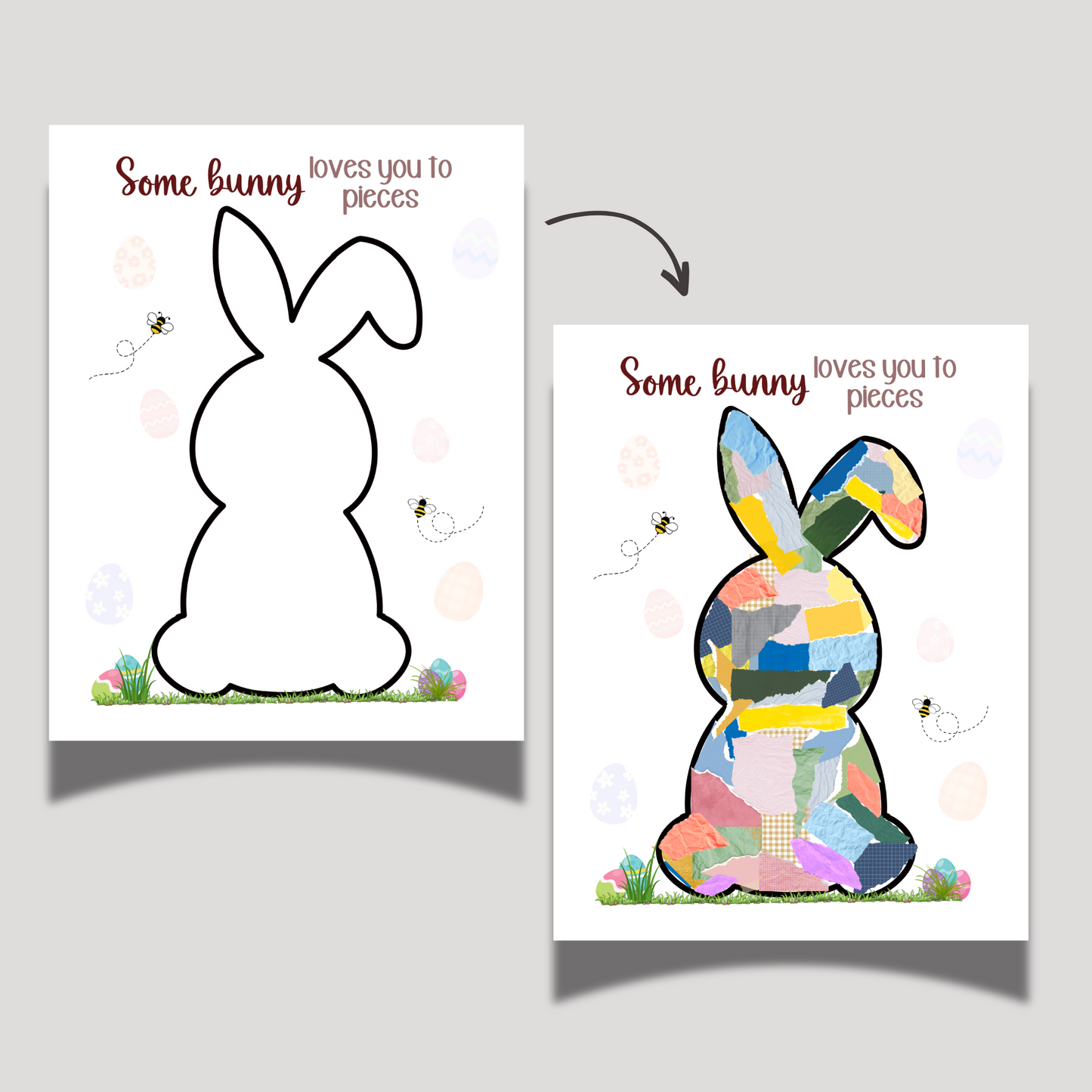 Easter Bunny Crafts for Kids Printable DIY Torn Paper Art Activity Daycare Preschool Kindergarten Classroom Homeschool Toddler