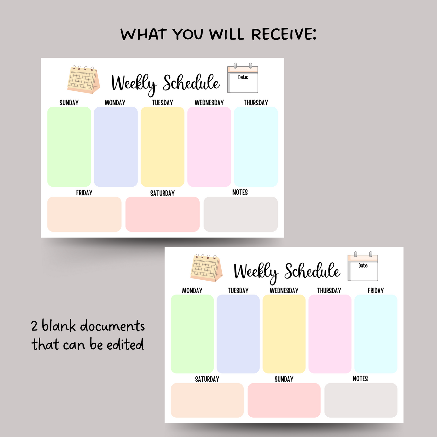Kids Weekly Planner Printable, Editable Weekly Schedule Chart