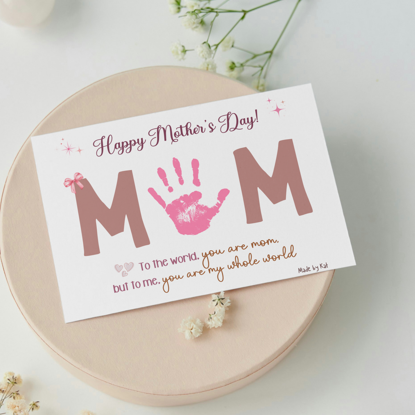 Mothers Day Handprint Craft for Kids Printable, DIY Mommy Card Wall Art Birthday Gift
