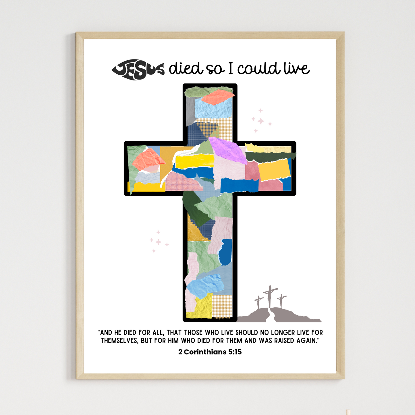 Christian Easter Torn Paper Craft Printable, DIY Keepsake Art for Kids Sunday School Church Preschool Activity Bible Lesson
