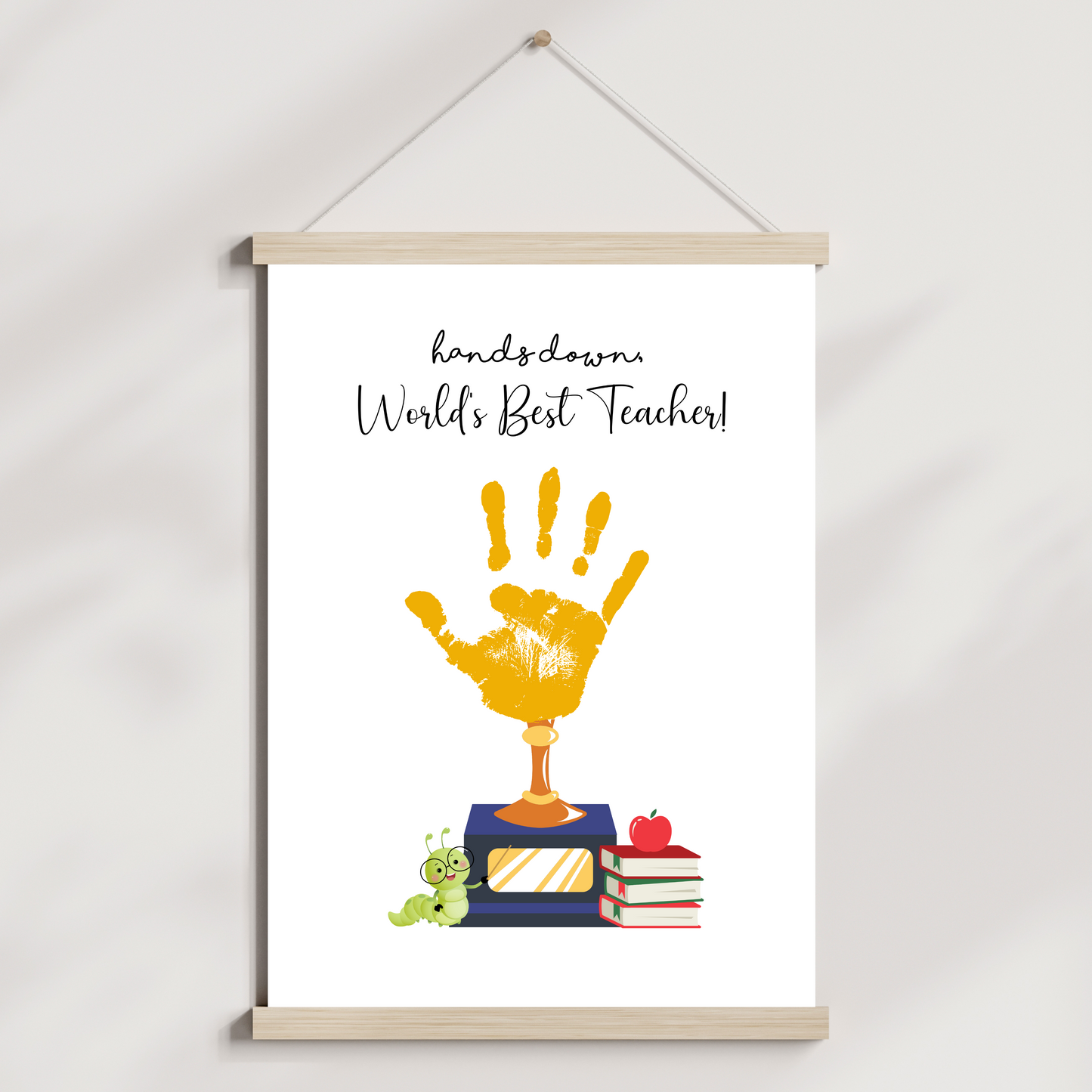 Teacher Appreciation Handprint Craft Kids Printable, DIY End of Year Gift Keepsake Art for Pre-K Kindergarten Preschool End Of School