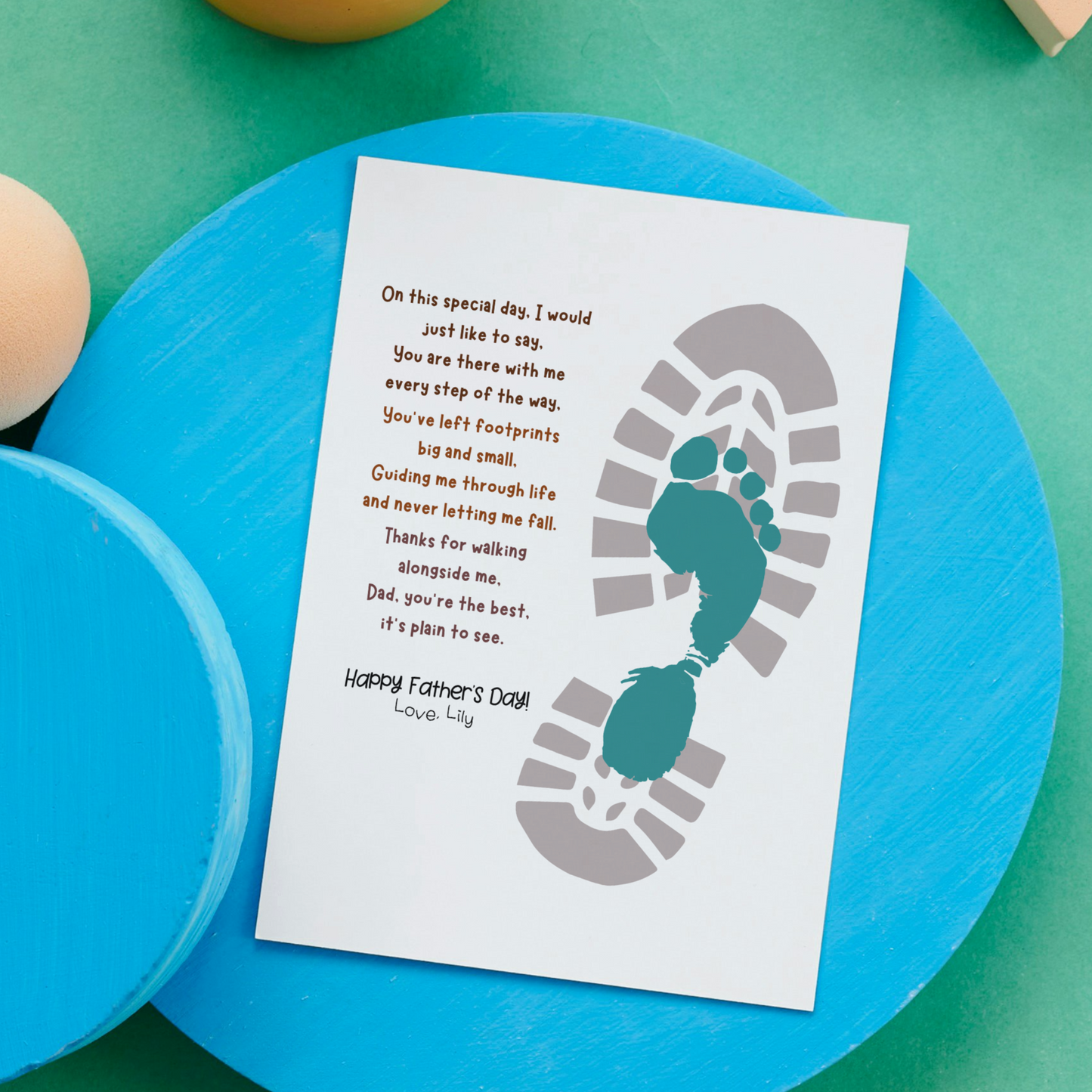 Father's Day Footprint Craft for Kids Printable, DIY Dad Card Boot Art Activity Birthday Gift from Baby Toddler Preschool Daycare Children