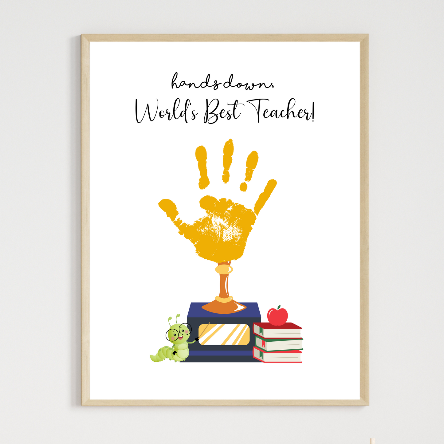 Teacher Appreciation Handprint Craft Kids Printable, DIY End of Year Gift Keepsake Art for Pre-K Kindergarten Preschool End Of School