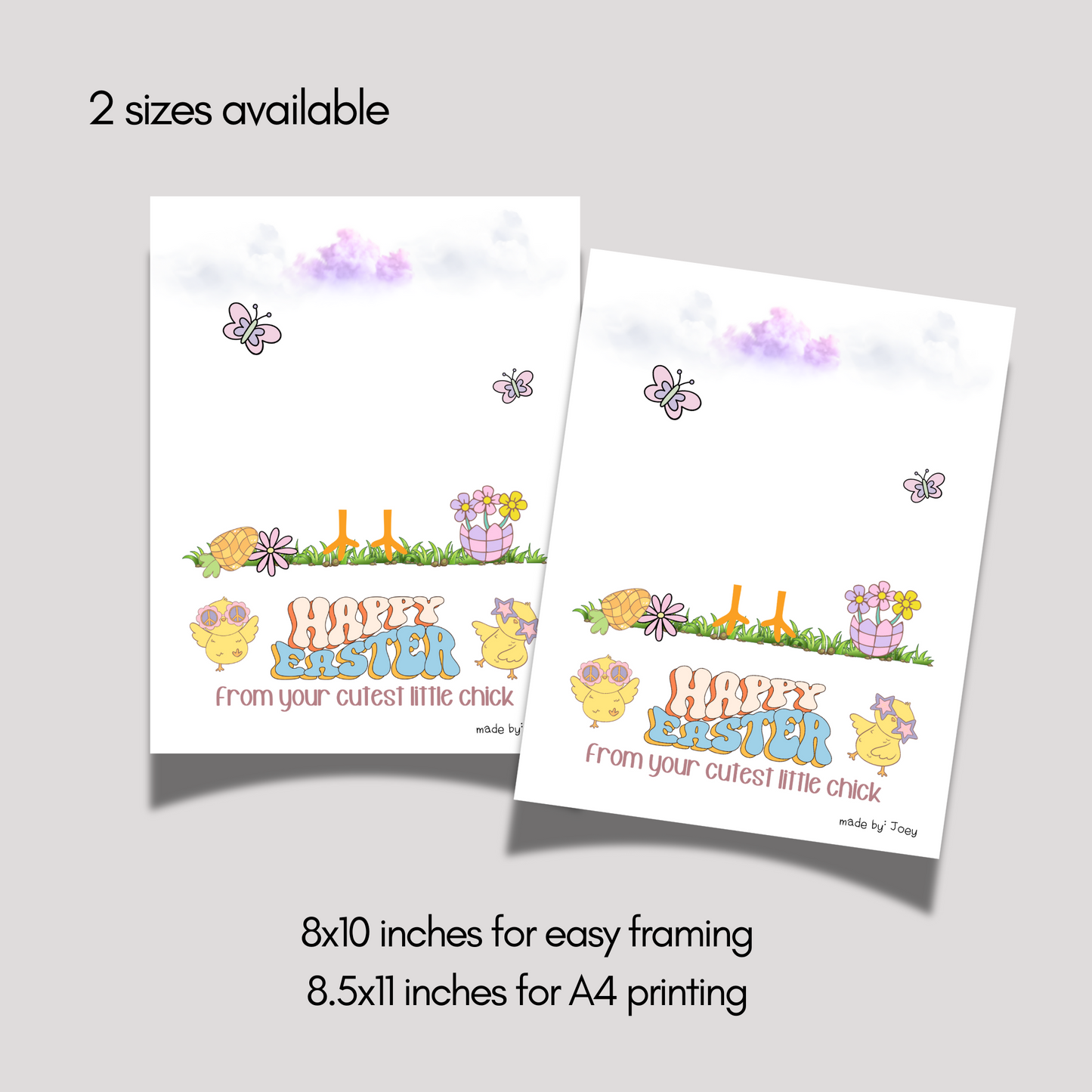 Happy Easter Retro Handprint Craft for Kids Printable, DIY Spring Footprint Art Keepsake Gift Activity Baby Toddler Children