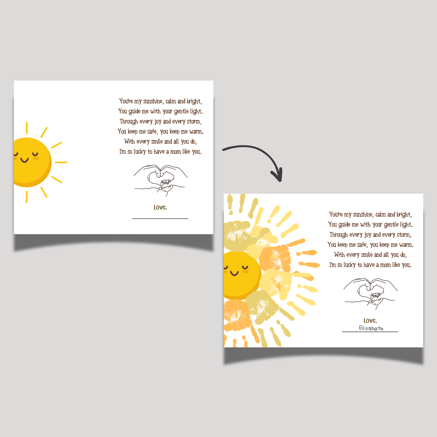 Mothers Day Poem Handprint Craft for Kids Printable, DIY Wall Art Birthday Gift Mom