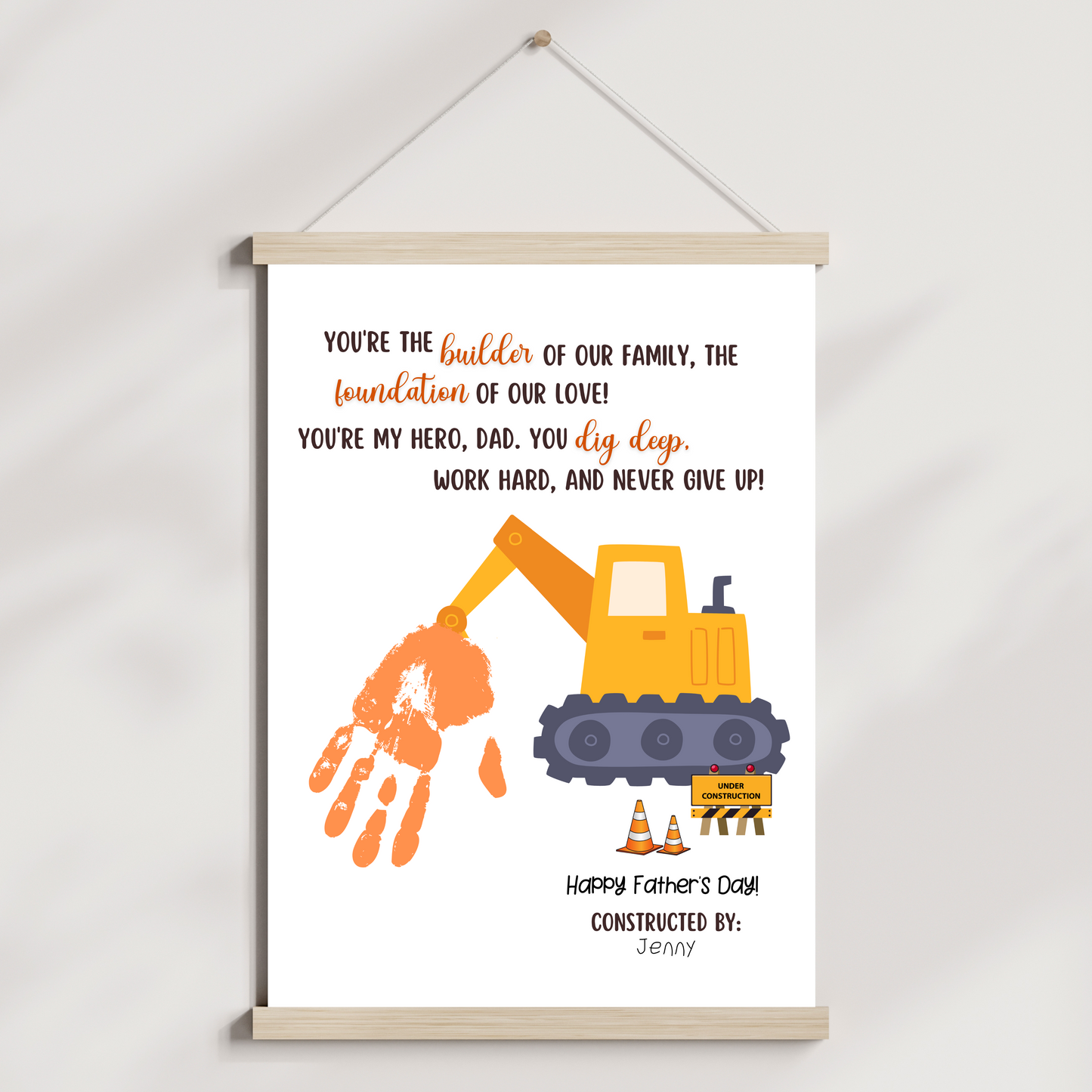 Fathers Day Handprint Craft for Kids Printable DIY Dad Card Hand Art Activity Personalized Birthday Gift from Baby Toddler Preschool Daycare