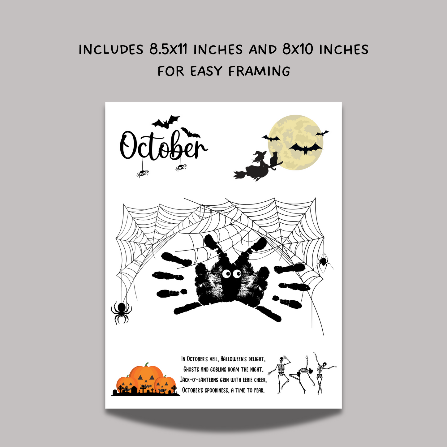 October Handprint Footprint Crafts Printable, Halloween DIY Art for Kids