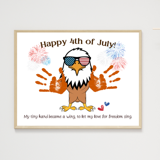 4th of July Handprint Eagle Art Printable, DIY Patriotic Craft for Kids