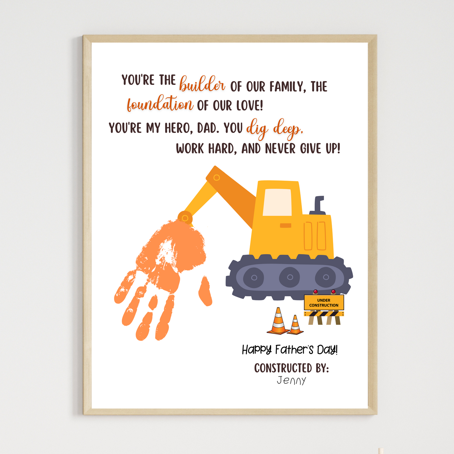 Fathers Day Handprint Craft for Kids Printable DIY Dad Card Hand Art Activity Personalized Birthday Gift from Baby Toddler Preschool Daycare