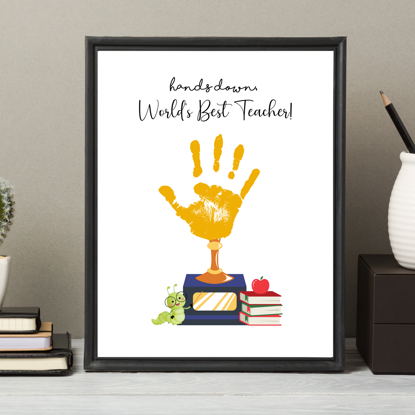 Teacher Appreciation Handprint Craft Kids Printable, DIY End of Year Gift Keepsake Art for Pre-K Kindergarten Preschool End Of School