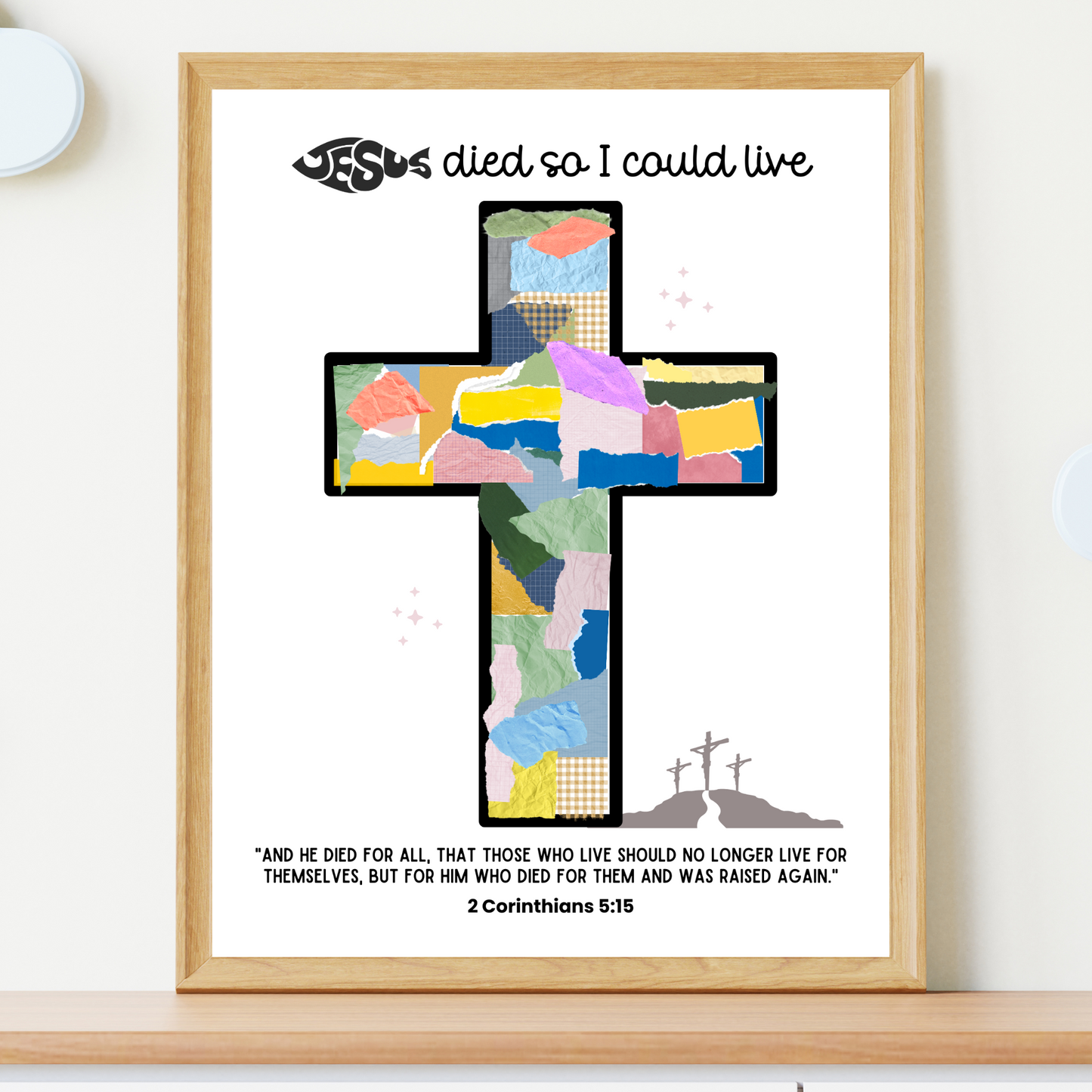 Christian Easter Torn Paper Craft Printable, DIY Keepsake Art for Kids Sunday School Church Preschool Activity Bible Lesson