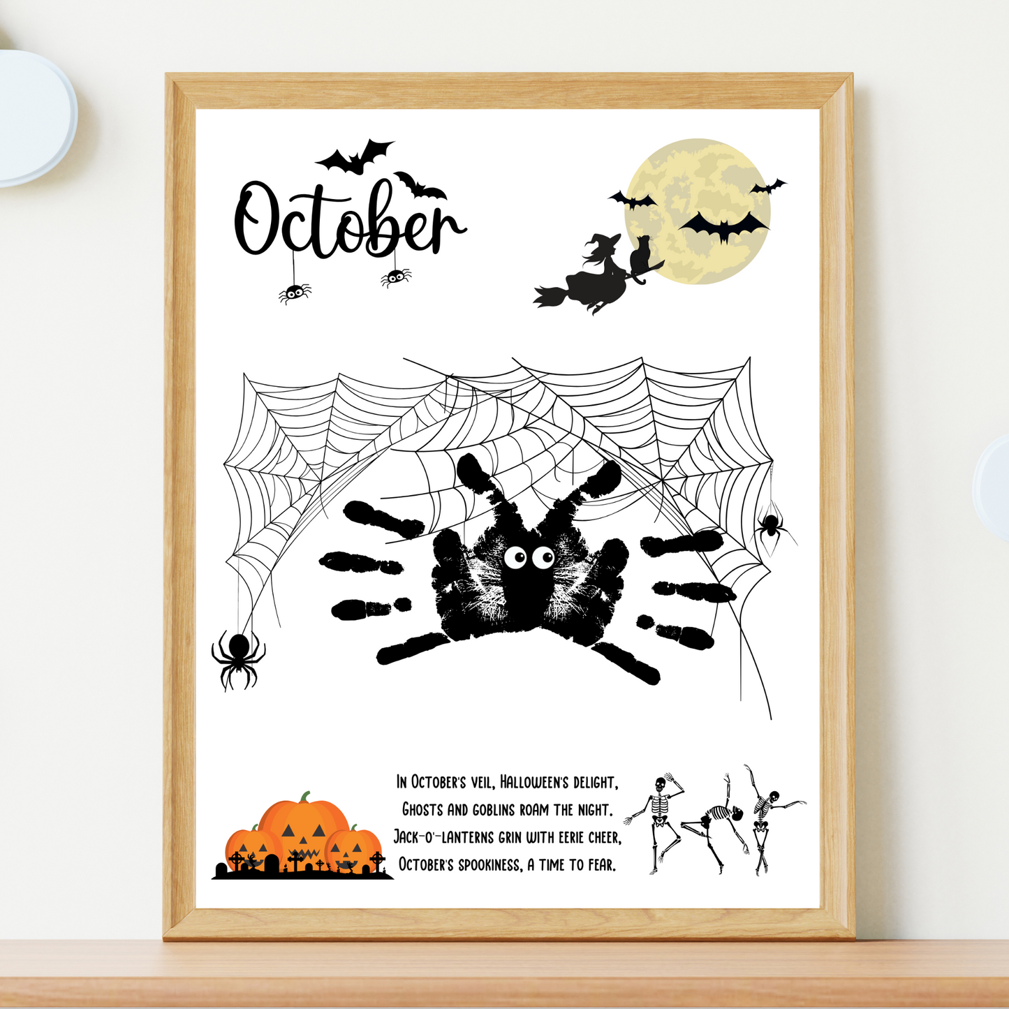 October Handprint Footprint Crafts Printable, Halloween DIY Art for Kids