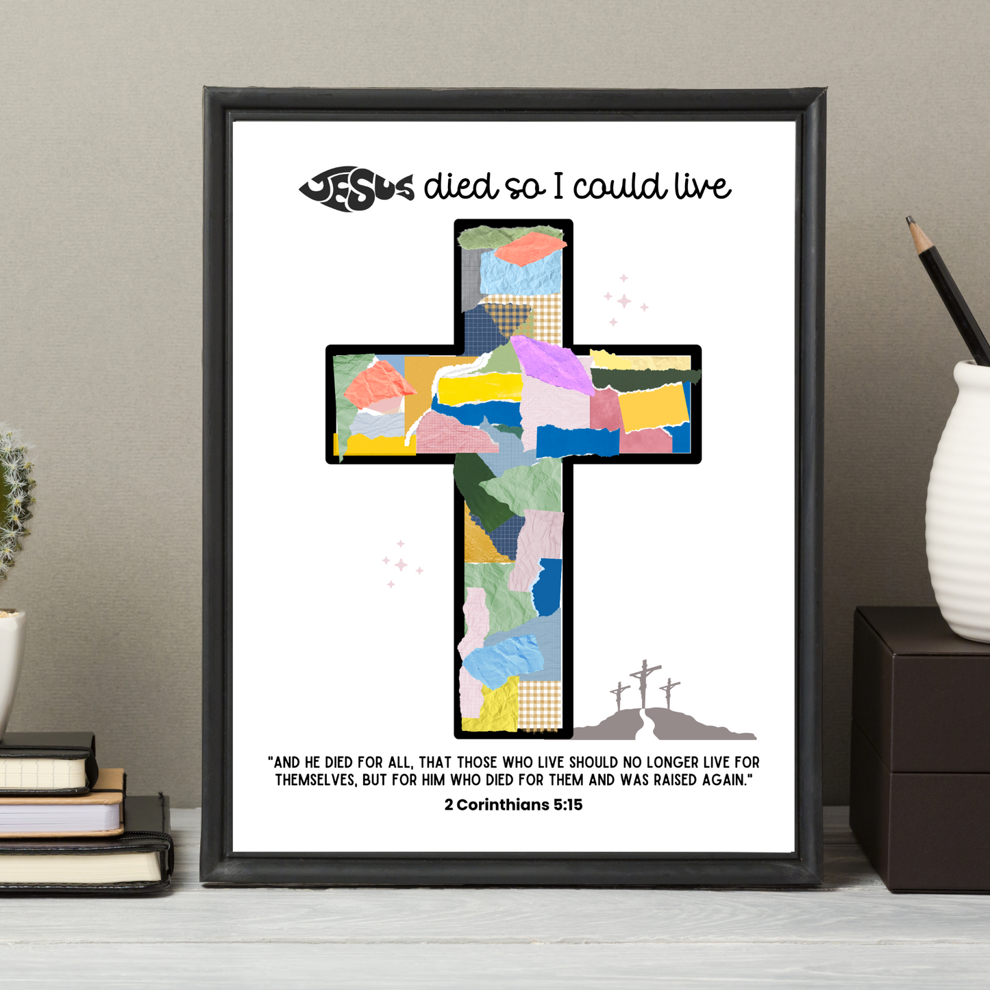 Christian Easter Torn Paper Craft Printable, DIY Keepsake Art for Kids Sunday School Church Preschool Activity Bible Lesson