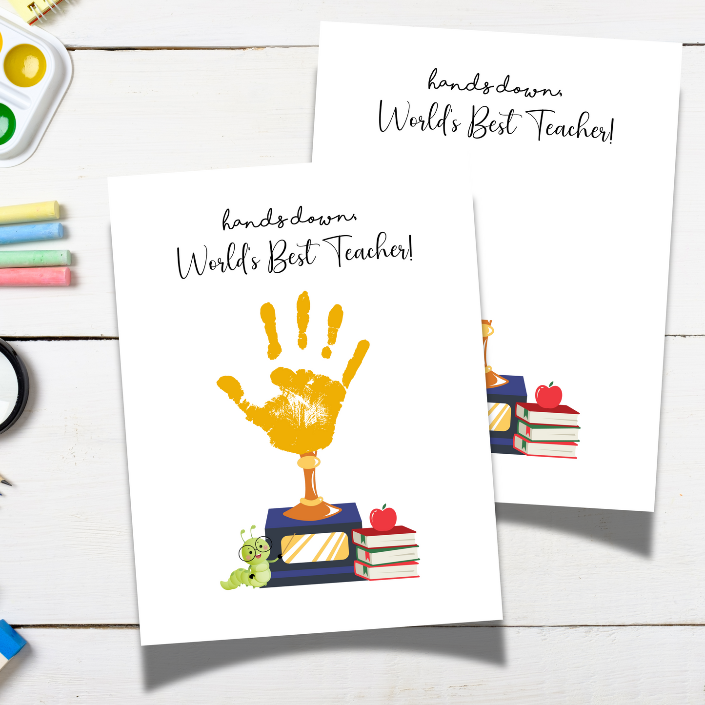 Teacher Appreciation Handprint Craft Kids Printable, DIY End of Year Gift Keepsake Art for Pre-K Kindergarten Preschool End Of School