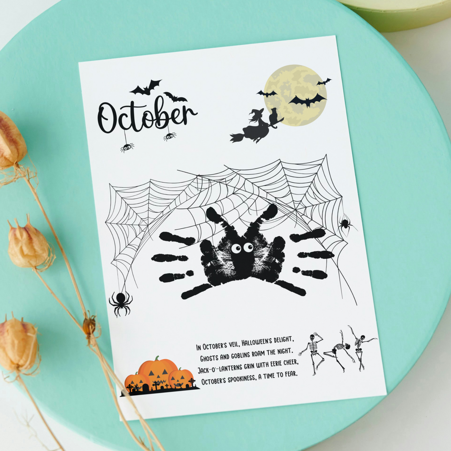 October Handprint Footprint Crafts Printable, Halloween DIY Art for Kids