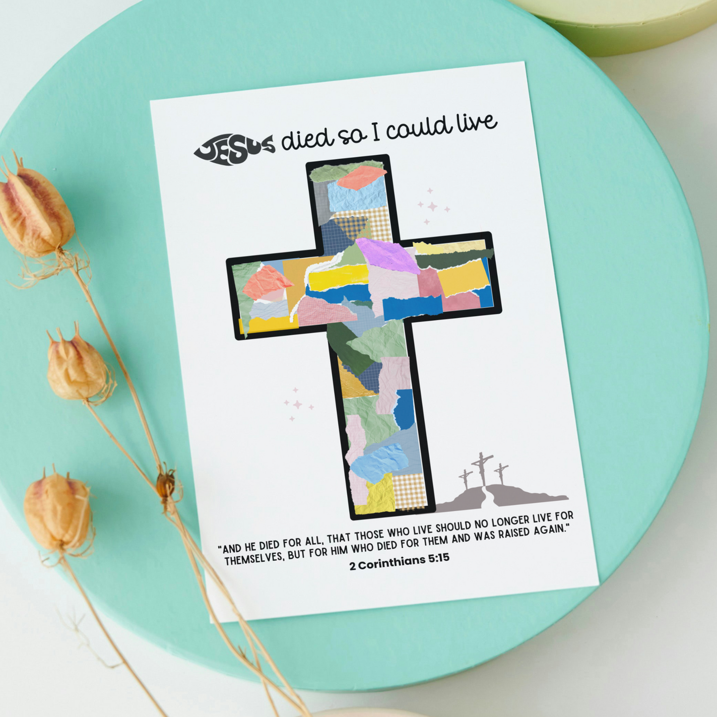 Christian Easter Torn Paper Craft Printable, DIY Keepsake Art for Kids Sunday School Church Preschool Activity Bible Lesson