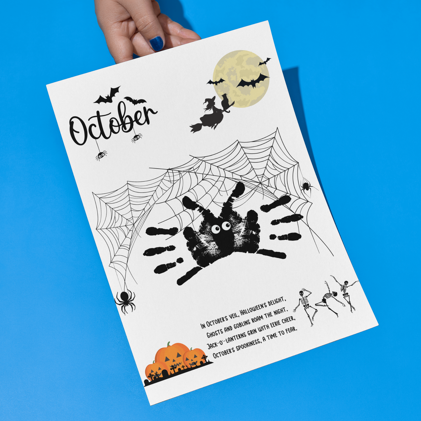 October Handprint Footprint Crafts Printable, Halloween DIY Art for Kids